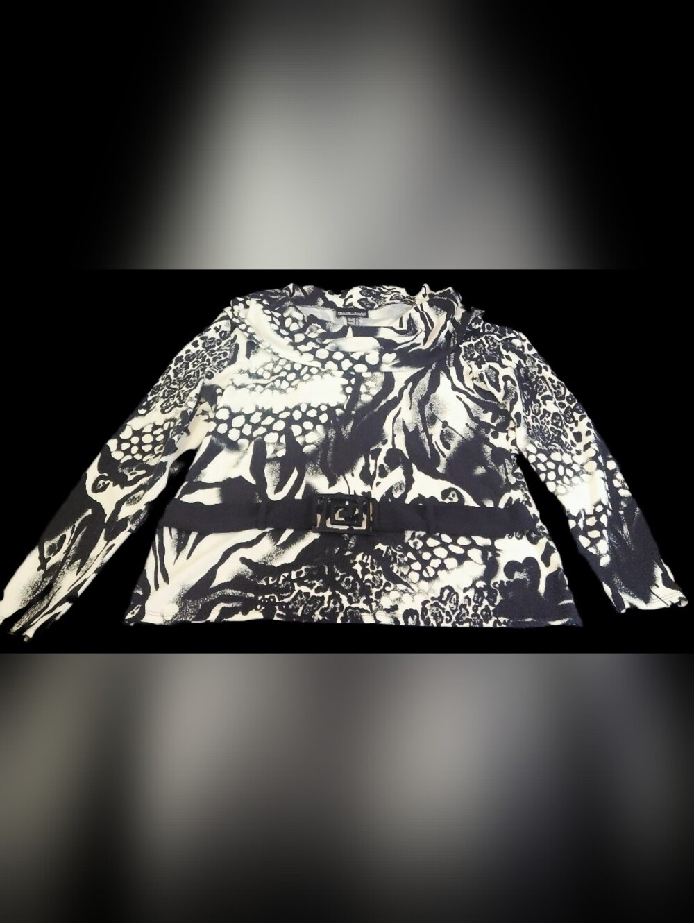 #WC140 Frank Lyman Black & White Abstract Print Dress Top